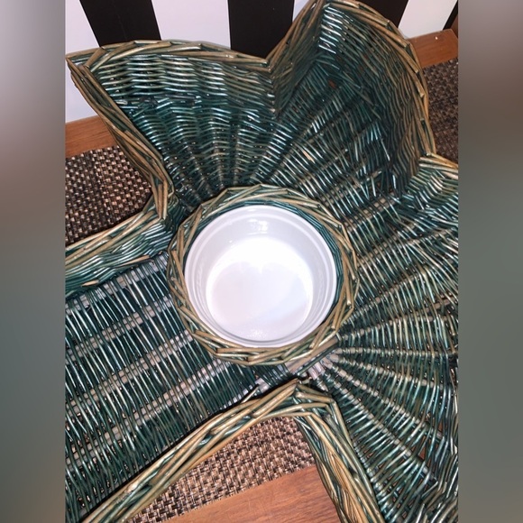 Vintage Y2K Large Palm Tree Shaped Basket For Chips & Dip Party Luau Tiki Vibe - Picture 3 of 4